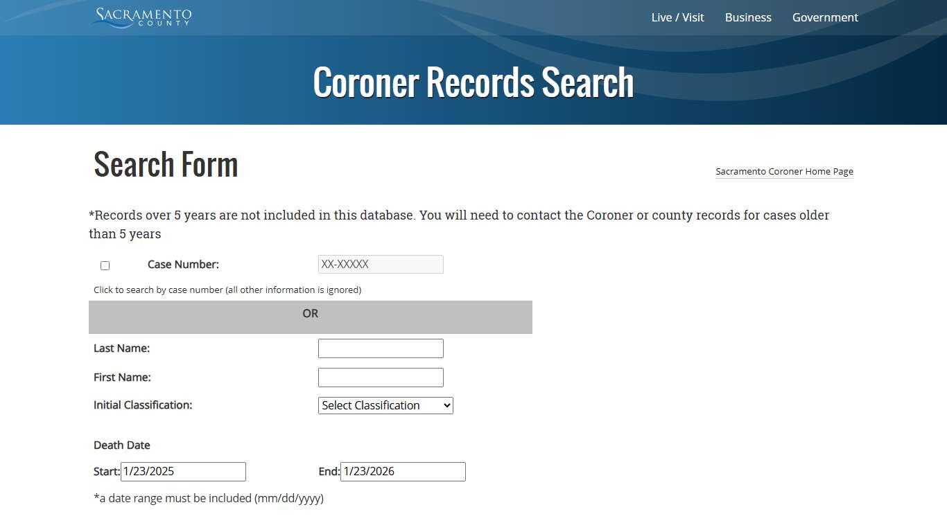 Decedent Search Page